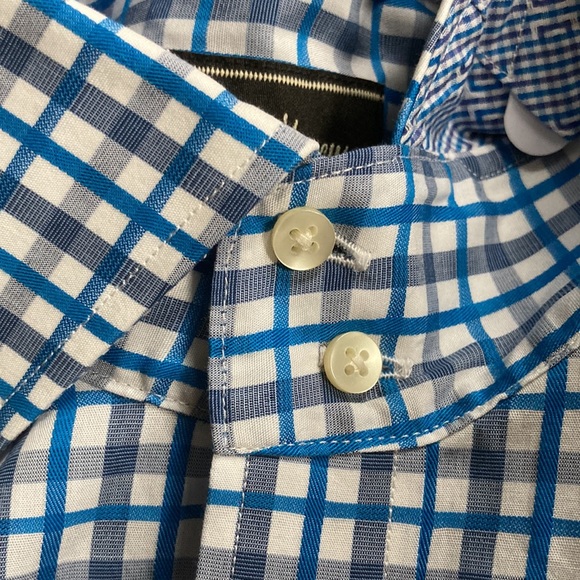 Neiman Marcus plaid shirt with contrasting cuffs - Picture 6 of 10